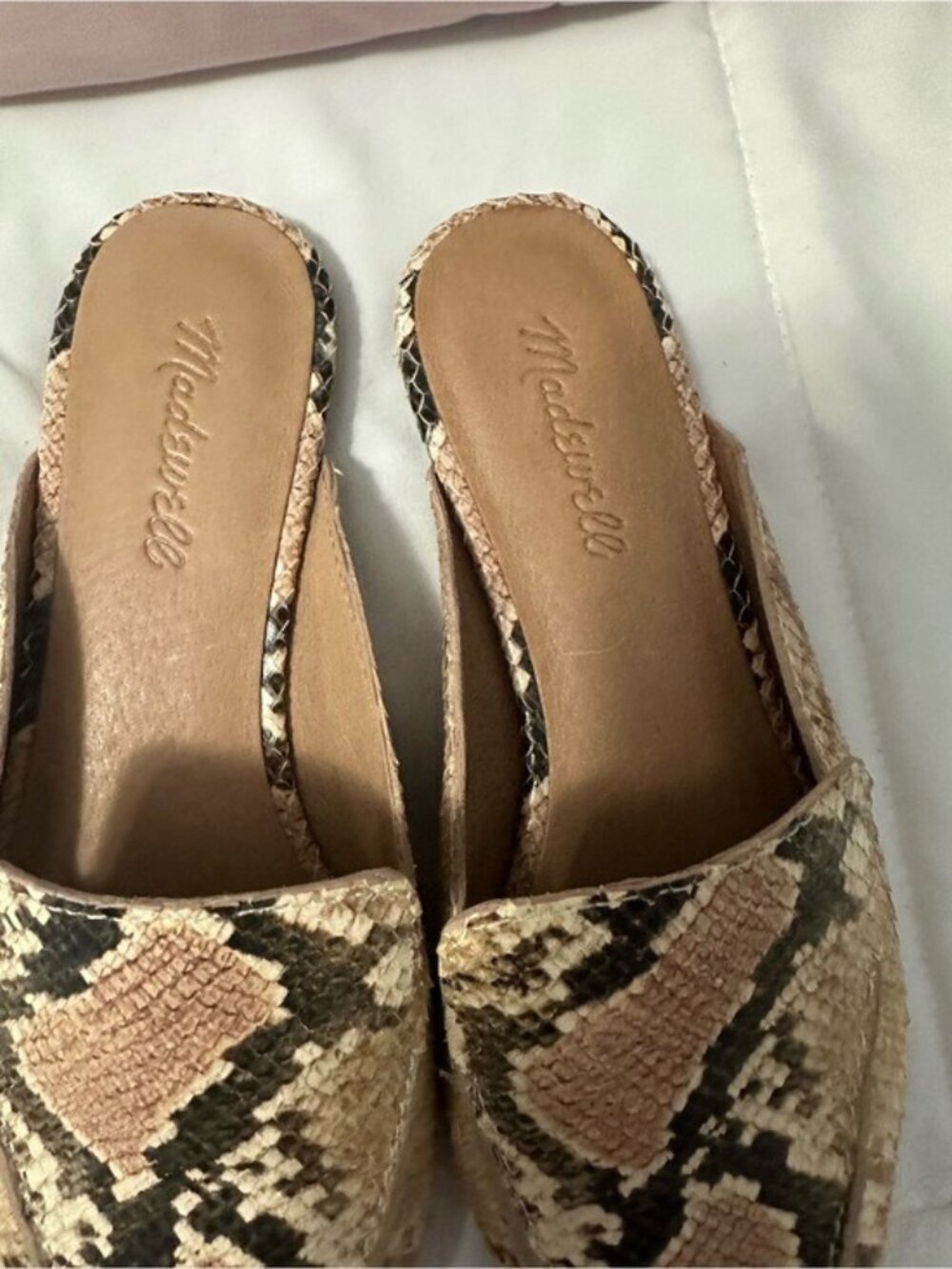 Madewell Frances Skimmer Mule Snake Embossed Leather Pointed Toe Size 8 - Picture 5 of 7